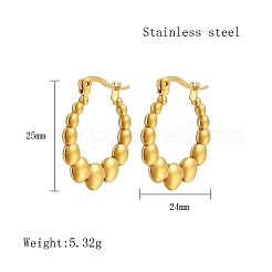 304ステンレススチールフープピアス  ゴールドカラー  25x24mm&nbsp;AZ5458-1