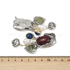 象の合金プラスチックダングルスタッドピアス  アンティークシルバー  75x24.5mm&nbsp;EJEW-Q035-01AS