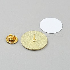 Diy昇華ブランクブローチピン作成キット  亜鉛合金ブローチのベースセッティングとカボションを含む  ラウンド  ゴールドカラー  25.5mm&nbsp;FIND-WH20023-027C-G