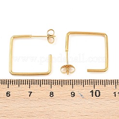 304ステンレススチールスタッドピアス  正方形  イオンプレーティング（ip）  18KGP本金メッキ  21.5x20.5x1.5mm&nbsp;EJEW-D339-01G