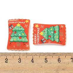 クリスマステーマの不透明樹脂デコデンカボション  スナック菓子袋  クリスマスツリー  26.5x18x5mm&nbsp;CRES-B022-03A