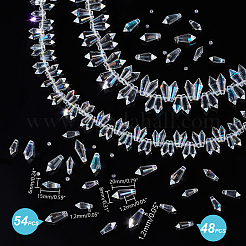 ガラスビーズ連売り  ダイヤモンド  多面カット  トップ掘削  クリアAB  15~20x6~8mm  穴：1.2mm  102個/セット&nbsp;GLAA-GA0002-07