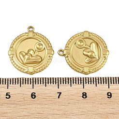 304ステンレススチールペンダントカボションセッティング  フラットラウンドのチャーム  イオンプレーティング（ip）  18KGP本金メッキ  20.5x18.5x2.5mm  穴：1.2mm  トレイのサイズ：2mm&nbsp;STAS-L317-49G