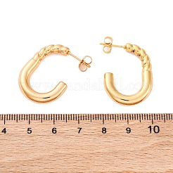 女性用304ステンレススチールスタッドピアス  イオンプレーティング（ip）  オーバル  18KGP本金メッキ  27.5x20x4mm&nbsp;EJEW-L296-023G