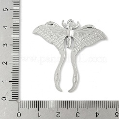304ステンレススチール製の蛾のペンダント  昆虫チャーム  変色しない  ステンレス鋼色  39.5x39.5x2mm  穴：2mm&nbsp;X-STAS-S186-08B-P