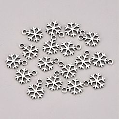 合金のチベット風チャーム  カドミウムフリー＆ニッケルフリー＆鉛フリー  スノーフレーク  クリスマスのために  アンティークシルバー  15x12x1mm  穴：2mm&nbsp;TIBEP-E012-AS-FF