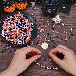 ハロウィンテーマの不透明アクリルビーズ1200色4個  ラウンド  ミックスカラー  6x5mm  穴：1.8mm  300個/カラー&nbsp;MACR-SC0001-43