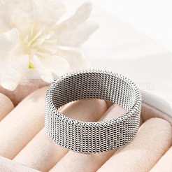 201 ステンレススチール指輪  ユニセックスのワイドバンドリング  ステンレス鋼色  10mm  内径：23mm&nbsp;RJEW-H242-01E-P