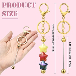 10 個合金バービーズキーホルダージュエリー作成 diy 工芸品  合金カニカンと鉄リング付き  ガンメタ色  15.5~15.8cm&nbsp;KEYC-YW0001-28B