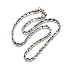 変色しない304ステンレススチールロープチェーンネックレス  カニカン付き  ステンレス鋼色  17.7インチ（45cm）  4mm&nbsp;NJEW-F226-03P-06