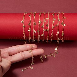 真鍮製アズキチェーン  チャーム  ハンダ付け  長持ちメッキ  スター  18KGP本金メッキ  1.6x2x0.4mm  2 M /箱&nbsp;CHC-SZ0001-18