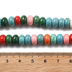合成ターコイズビーズ連売り  スプレー塗装  ロンデル/ディスク  ミックスカラー  8x4.5~5mm  穴：1.4mm  約77個/連  14.84''（37.7センチメートル）&nbsp;G-B140-M01