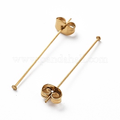 イオンプレーティング(IP) 304 ステンレス鋼 平頭ピン イヤーナット付き  ゴールドカラー  15x0.6mm  ヘッド：1.4mm&nbsp;STAS-L244-02I-G01