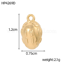 304ステンレスペンダント  イチゴのチャーム  イオンプレーティング（ip）  14KGP本金メッキ  12x7mm  穴：1mm&nbsp;STAS-OY017-40G