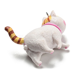 かわいいプラスチックペンダント  プラチナトーンのアイアンループ付き  猫のチャーム  ココナッツブラウン  42x46x20mm  穴：2mm&nbsp;KY-C015-01E