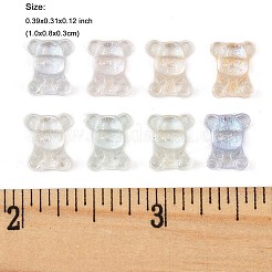 透明レジンカボション100個  グリッターパウダー付き  クマ  ミックスカラー  10x8x3mm&nbsp;CRES-FP0001-14