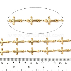 304ステンレスクロスリンクチェーン  溶接されていない  スプールで  18KGP本金メッキ  25x13x3.5mm  5 m /ロール&nbsp;CHS-C016-19G