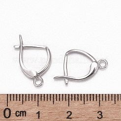変色防止ロジウムメッキ スターリングシルバー フレンチフックピアス 925個  スタンプ925個付き  プラチナ  17.5x11x3mm  穴：1.5mm  ピン：0.7mm&nbsp;X-STER-K168-003P