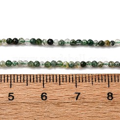 天然石モスアゲートビーズ連売り  多面カットラウンド  2mm  穴：0.8mm  約245個/連  15.94''（40.5センチメートル）&nbsp;G-A129-2mm-01A