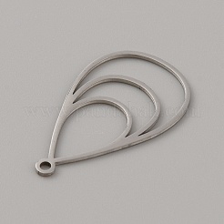 ステンレススチールペンダント  レーザー切断  ティアドロップチャーム  ステンレス鋼色  36x21x1mm  穴：1.8mm&nbsp;STAS-TAC0017-05P
