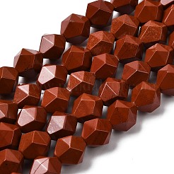 天然石レッドジャスパービーズ連売り  スターカットラウンドビーズ  多面カット  9~10x9~10x9~10mm  穴：1~1.4mm  約38~40個/連  14.88''（15.08''センチメートル）&nbsp;G-Z119-A22-03