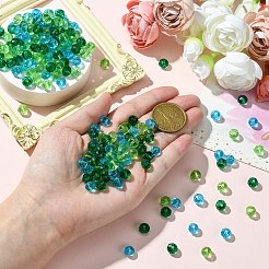 透明なガラスビーズ3色  ファセットロンデル  海をテーマにしたジュエリー作りに  ミックスカラー  8x6mm  穴：1mm  約63~65個/連  39~40cm  1本/色&nbsp;EGLA-TZ0001-02B