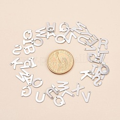 変色しにくい201ステンレススチールの文字チャーム  ランダムな混合文字  11x5.5~12x0.5mm  穴：1mm&nbsp;STAS-S036-M