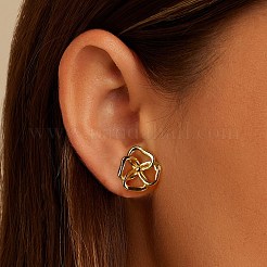 925スターリングシルバースタンドピアス  花  14KGP本金メッキ  13.5x15mm&nbsp;EJEW-H167-02G