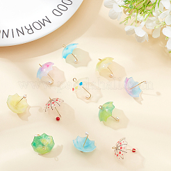 アクリルパーツ  金メッキ真鍮ループとABSプラスチックイミテーションパール付き  傘  ミックスカラー  20~24x18~20x18~20mm  穴：1.2~1.8mm  6色  4個/カラー  24個/セット&nbsp;KY-SC0001-32