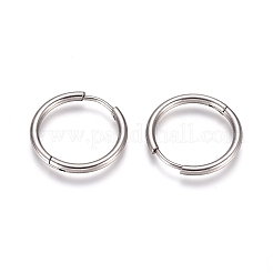 変色しにくい304ステンレススチール製フープピアス  316サージカルステンレスピン付き  リング  ステンレス鋼色  20x2mm  12ゲージ  ピン：0.9mm&nbsp;EJEW-G272-02-16mm-P