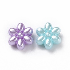 パール調アクリルビーズ  花  ミックスカラー  11x10x5.5mm  穴：1.8mm&nbsp;X-OACR-E013-20