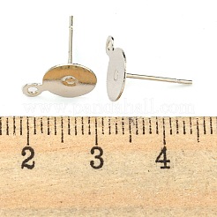 真鍮製スタッドピアスパーツ  鉄のピンとループ付き  プラチナ  11.5x8x0.1mm  穴：1mm  ピン：0.75mm&nbsp;LS-KK-K225-02B-P
