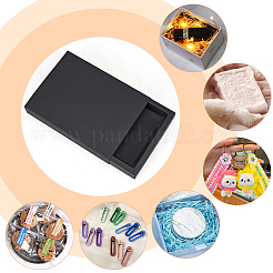 クラフト紙の折りたたみボックス  引き出しボックス  長方形  ブラック  完成品：20x15x3cm&nbsp;CON-WH0010-01K-D