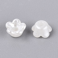 Absプラスチック模造真珠ビードキャップ  花  フローラルホワイト  6x3mm  穴：1.5mm  約11360個/500g&nbsp;KY-ZX007-02B