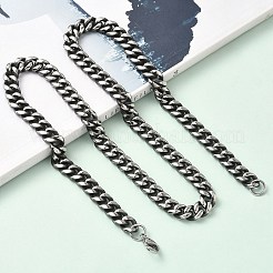9.5mm 667ステンレススチール製キューバンリンクチェーンネックレス（メンズ）  アンティークシルバー  23.82インチ（60.5cm）&nbsp;NJEW-D339-01