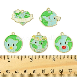10個 5スタイル 合金エンマエルペンダント  ゴールドカラー  地球の魅力  混合図形  19~24.5x21~26x1mm  穴：1.8mm  2個/スタイル&nbsp;ENAM-FS0002-18