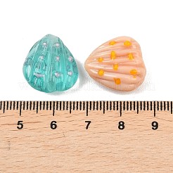 手作りランプワークビーズ  エナメルスタイル  水玉模様の貝殻型  ミックスカラー  17.5~19.5x16.5~18.5x9.5mm  穴：1.6mm&nbsp;LAMP-P075-01M