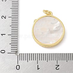 真鍮製マイクロパヴェキュービックジルコニアペンダント  フラットラウンド  シェルと  18KGP本金メッキ  鉛フリー＆カドミウムフリー  長持ちメッキ  丸カン付き  処女  19.5x17x3mm&nbsp;KK-K298-29C-G
