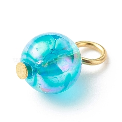 クリアアクリルチャーム  鉄パーツ  ABカラー  ラウンド  ミックスカラー  13x8mm  穴：2.5mm&nbsp;PALLOY-JF01813