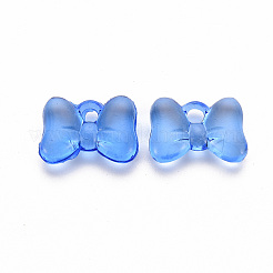 透明なアクリルパーツ  蝶結び  ブルー  13.5x18x5.5mm  穴：2.5mm  約173個/139g&nbsp;LS-TACR-T024-02BA-940