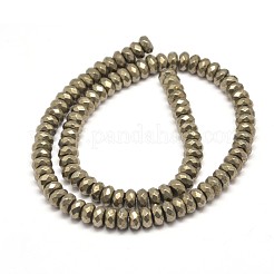 多面カットロンデル天然キャルコパイライトビーズ連売り  8x5mm  穴：1mm  約79個/連  15.7インチ&nbsp;G-I126-11-8x5mm