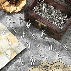 130pcs26スタイルチベットスタイルアロイペンダント  アルファベット  アンティークシルバー  15~16x6~8x2mm  穴：2mm  5個/スタイル&nbsp;TIBEP-CJ0003-25