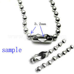 変色しにくいステンレススチール製ボールチェーンコネクター  ステンレス鋼色  10.5x4mm  3.2mmボールチェーンに適合。&nbsp;STAS-L018E-P