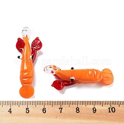 立体的な手作りランプワークペンダント  バンピー  ロブスター/ヒトデのチャーム  エビ  43x17x16mm  穴：3.5mm&nbsp;LAMP-D020-01B