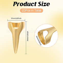 合金製女性用指ネイルリング20個  ネイルカバーリングネイルアートチャーム指飾り  ゴールドカラー  31mm  内径：14.5mm&nbsp;RJEW-GL0001-02
