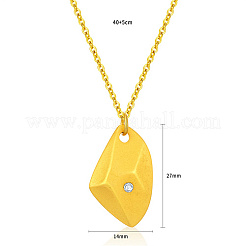 ステンレス鋼のラインストーン多角形ペンダントネックレス  アズキチェーン付き  ゴールドカラー  15.75インチ（40cm）&nbsp;JX4099-1