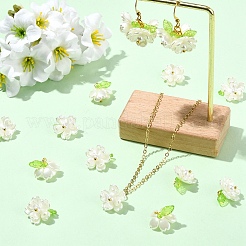 アクリルパーツ付きABSプラスチックパール30個  花のチャーム  真鍮パーツ  ゴールドカラー  ホワイト  17mm  穴：2mm&nbsp;PALLOY-YW00189