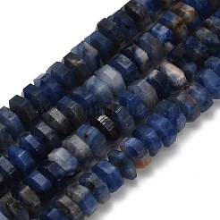天然石ソーダライトビーズ連売り  多面カット  六角  6x6x3mm  穴：0.8mm  約108個/連  14.72~14.80''（37.4~37.6センチメートル）&nbsp;G-G317-A17-3x6mm
