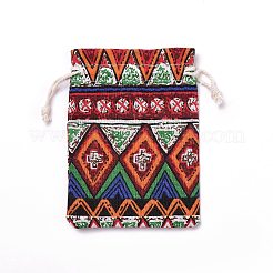 ポリコットン（ポリエステルコットン）パッキングポーチ巾着袋  レッド  14x10cm&nbsp;X-ABAG-T006-A22
