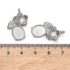 304ステンレススチールペンダントカボションセッティング  花のチャーム  ステンレス鋼色  26x16x4.5mm  穴：2mm&nbsp;SA-CBAE5AC-17P